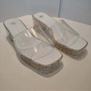 Clear Urban Outfitters 90’s Y2K Heels Jelly Chunky Clueless Womens Sz 8